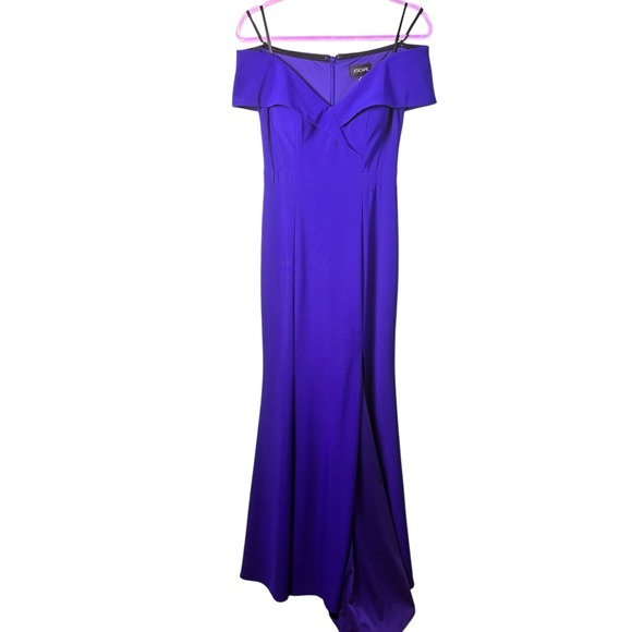 Xscape Blue Off The Shoulder Formal Gown Evening Dress Size 6 - Picture 1 of 12